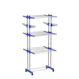 H Houseware Stainless Steel Heavy Duty Double Pole 3 Layer Cloth Drying Stand for Balcony | Clothes Stand for Drying| Cloth Stand image 4