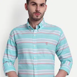 The Collared Classic Horizontal Striped Button-Down Collar Cotton Casual Shirt-image-87