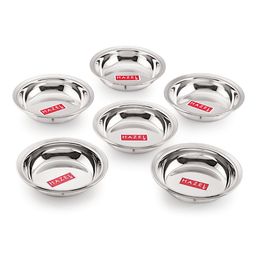 HAZEL Stainless Steel Plate Set Small Dish For Snacks Breakfast Silver - Pack of 6-22