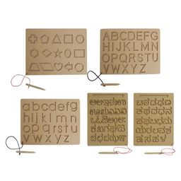 Wooden Tracing Boards Capital Alphabets Small Alphabets Shapes Kannada Vowel and Consonants Wooden Montessori Learning Skills Practice - Brown-22