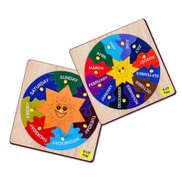 YaY Play Month & Week Day Knob and Pegboard Wooden Shape Sorter Puzzles for 2+ Years 21 pcs-15