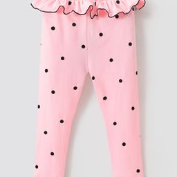 Kookie Kids Full Length Lounge Pants With Polka Dots Print - Pink-image-44