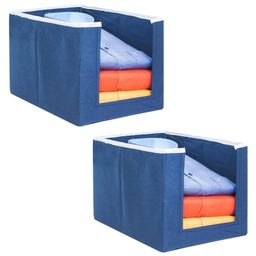 PrettyKrafts Shirt Stacker Closet Organizer , Shirts and Clothing Organizer , Exile Set of 2 , Navy Blue-33