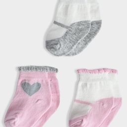 Mi Arcus Pack of 3 Colour Blocked  Socks Set -  White Pink & Grey-98