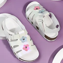 Briskers Synthetic Self Design Velcro Sandals - White-picture-30
