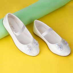 boyz n galz Shimmer Bow Applique Detailed Ballerinas - White-image-39
