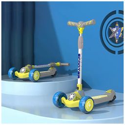StarAndDaisy Kids Scooter 3-14 Years Girls & Boys / 3 Wheel Led Light Kick Skate Scooter for Kids with 5 Gear Height Adjustment, Upto 100Kg Weight Support Chassis, One Click Easy Fold - Grey-0