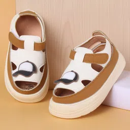 Babyoye Velcro Closure Sandals with Cap Applique - Brown-picture-18