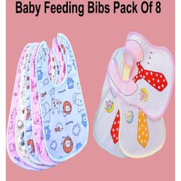 Joy Buzz Waterproof Feeding Bibs with Snap Button Closure Tie Print Pack of 8- Multicolour-28