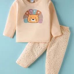 Tango Single Jersey Knit Full Sleeves Night Suit with Lion Print - Cream-picture-48