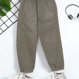 Trampoline Cotton Woven Solid Trousers - Olive Green-picture-1