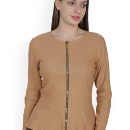 Moda Rapido Round Neck Regular Sleeves Zipper Top-picture-50