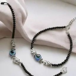 QNAM Set Of 2 Silver-Plated Artificial Beads Anklet image 5