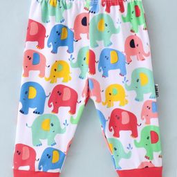 Child World Interlock Full Length Lounge Pants With Elephant Print - Red image 2