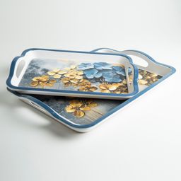 Superware Melamine Mattrix Serving Tray Set- Teal Harmony Matte (Set Of 2) image 3