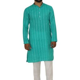 PUSHPRAJ FASHION Men's Katha Cotton Colllar Neck Full Sleeves Striped Straight Kurta-picture-24