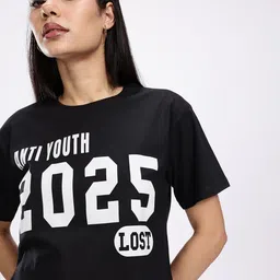 Kook N Keech Typography Printed Relaxed Fit Pure Cotton Crop T-shirt-picture-26