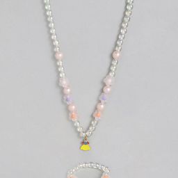 EL REGALO Girls White  Pink Beaded Jewellery Set-image-23