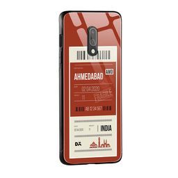 DailyObjects Rust Red & White Ahmedabad City Tag OnePlus 7 Glass Case image 2