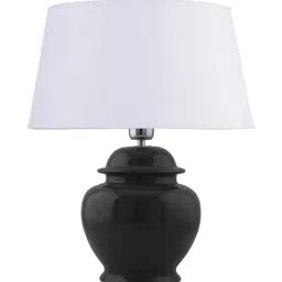 Homesake Black Ceramic Table Lamp with Drum Shade (Bulb Included) - Set of 1 image 2