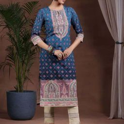 Libas Blue Printed Straight Kurta-image-67
