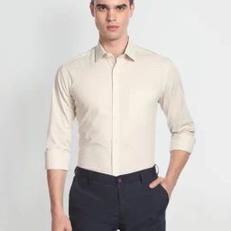 Arrow Light Beige Slim Fit Cotton Shirt-image-68