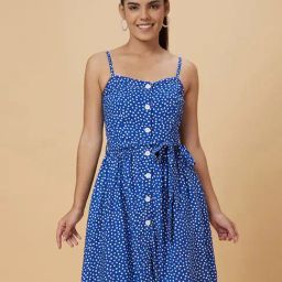 Globus Blue Polka Dot A Line Dress-image-61