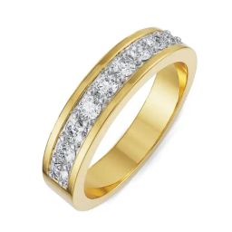 EMORI Yellow Gold Sleek Row Lab Grown Diamond Band-image-67