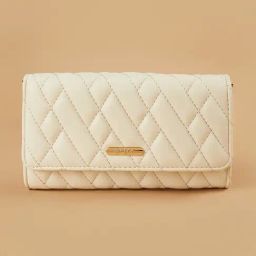Ginger by Lifestyle Beige Quilted Sling Handbag-48