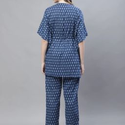TAG 7 Blue Printed Kaftan Top With Pant Set image 2