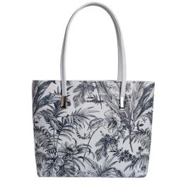Lino Perros White & Blue Synthetic Printed Tote Handbag-image-92