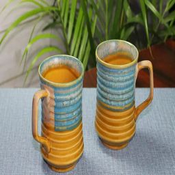 Unravel India studio glazed Multicolor Ceramic Coffee Mug - Set of 2-image-70
