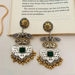 Abdesigns Oxidised Silver Plated Two Tone Handcrafted Earring-16