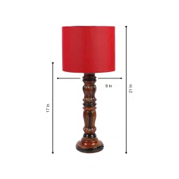 Tucasa NTU-176 B-22 Table Lamp with Wood Base (Red) image 2