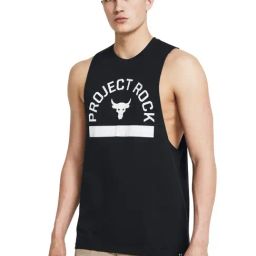 Under Armour Black Cotton Slim Fit Printed Tank Tee-image-39