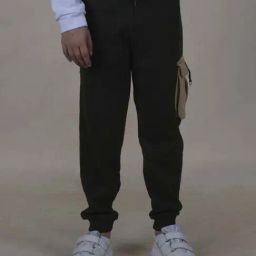 Kiddopanti Boys Military Green & Beige Solid Track Bottoms Joggers-image-71