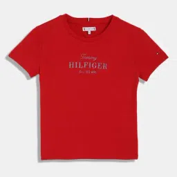 Tommy Hilfiger Kids Primary Red Printed Regular Fit T-Shirt-image-58