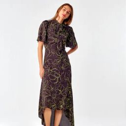 Cover Story Dark Olive Printed High-low Dress-picture-4