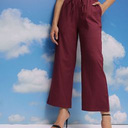 CORSICA Women Pleated Pure Cotton Trousers-image-54