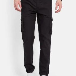 Octave Black Cotton Regular Fit Trackpants-picture-29