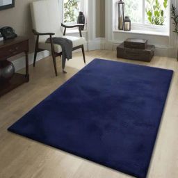 Obsessions Navy Blue Solid Machine Made Carpet - Medium-picture-28