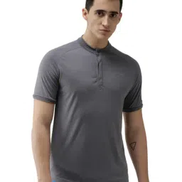ALCIS Dark Grey Mandarin Collar Polyester T-Shirt-image-53