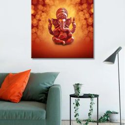 999store Orange & Yellow Ganesha Background Wall Paintings-46