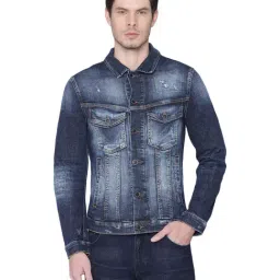 Antony Morato Blue Cotton Regular Fit Distressed Jacket-image-6