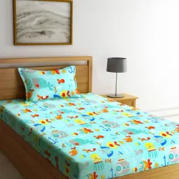 Klotthe Green Cotton 300 TC Single Bedsheet Set-image-35