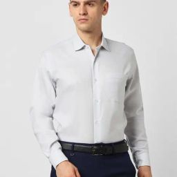 Van Heusen Blue Cotton Regular Fit Self Pattern Shirt-image-49
