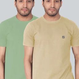 Lux Nitro Green & Beige Regular Fit T-Shirt Pack of - 2-image-65
