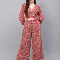 Anvi Be Yourself Green &pink Floral Print Co-ord Set-image-31