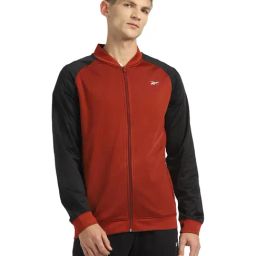 Reebok Maroon & Black Full Sleeves Mandarin Collar Jacket-image-34