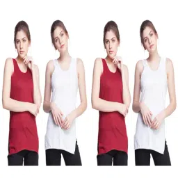 Dollar Missy Maroon & White Cotton Camisole (Pack of 4)-image-13